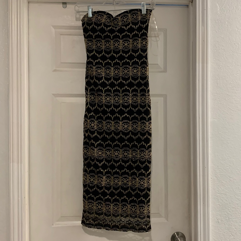 Black and gold tube dress